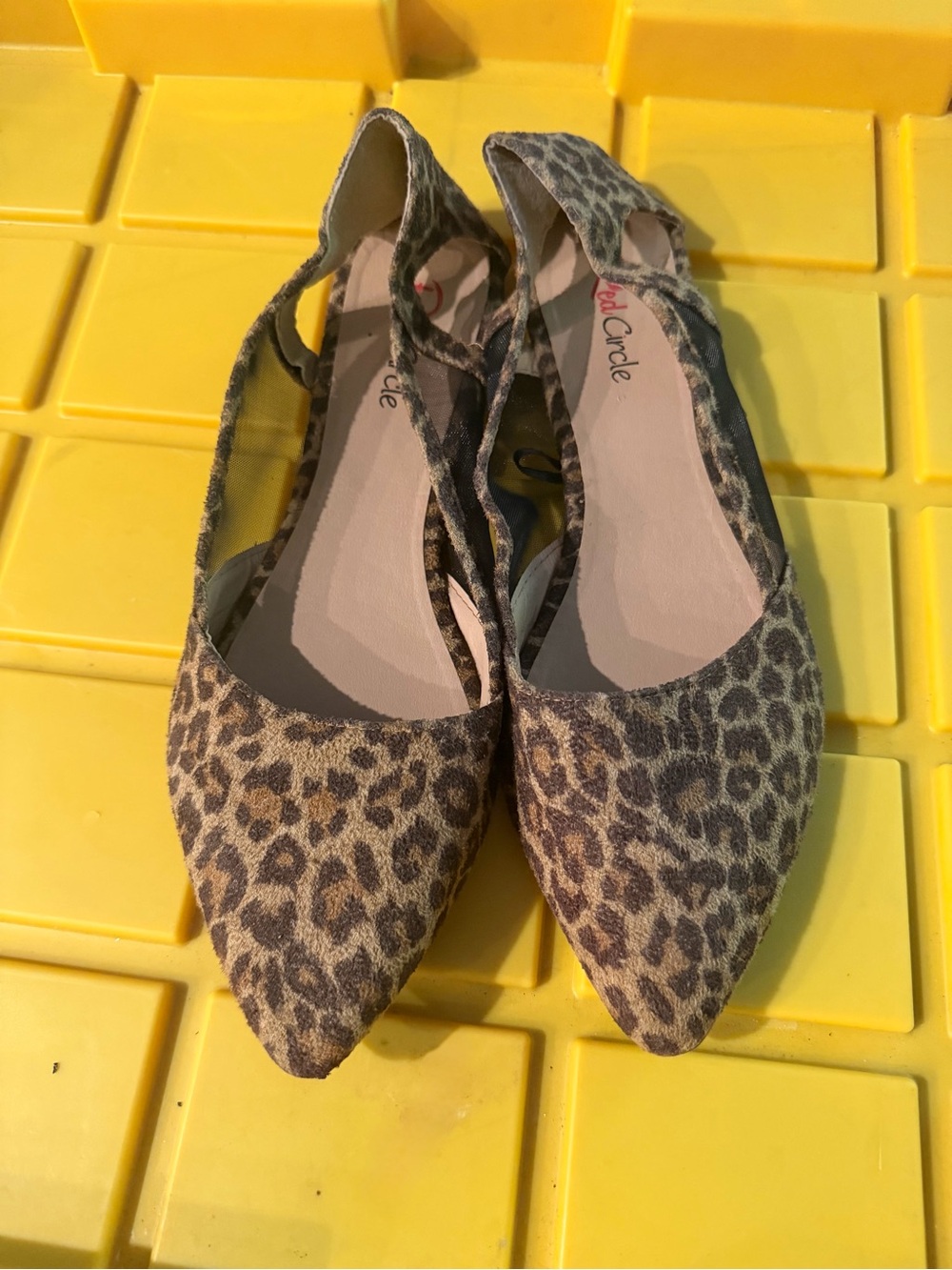 Red Circle Footwear Leopard Print Pointed Toe Slingback Flats - Brown & Black